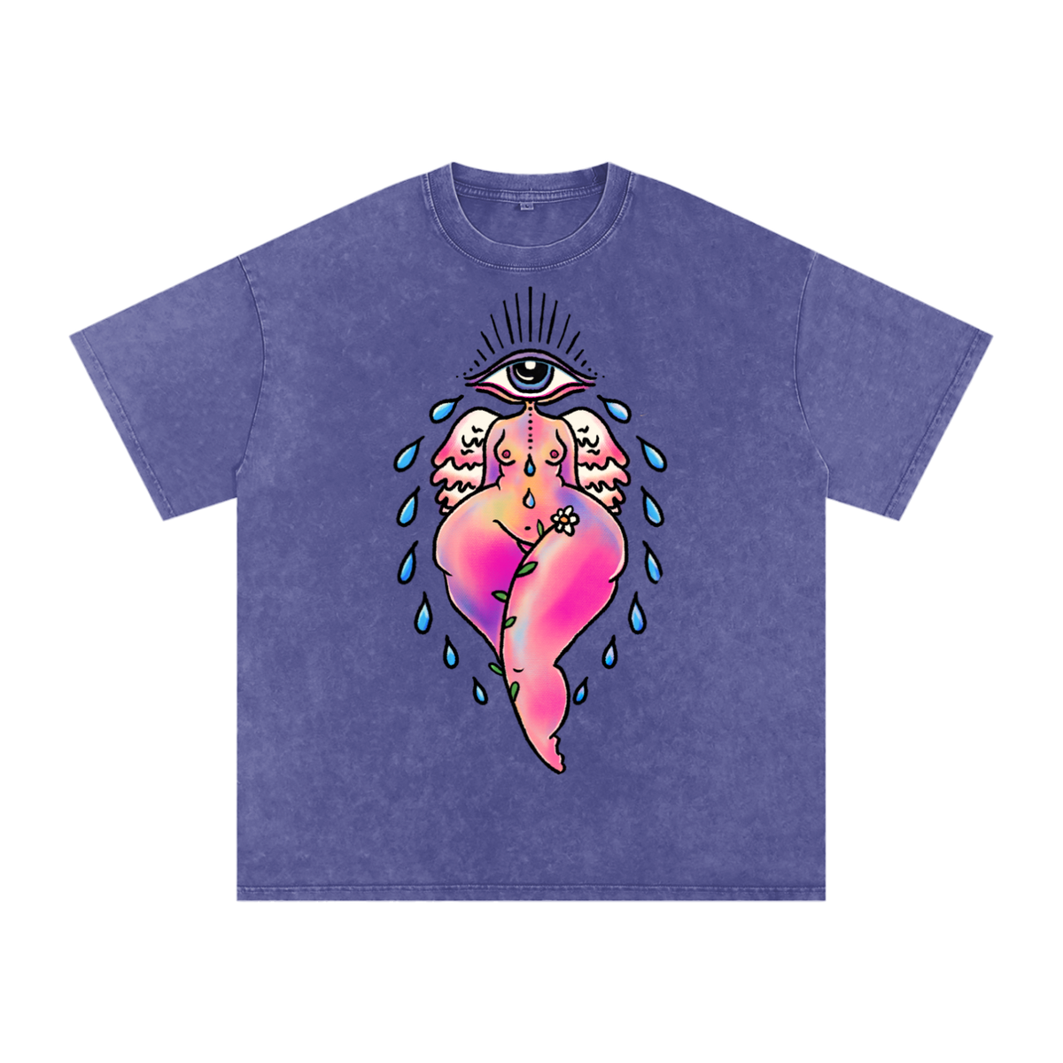 "EyeCon" acid-washed heavyweight cotton tee by ArtistNatalie, alternate view