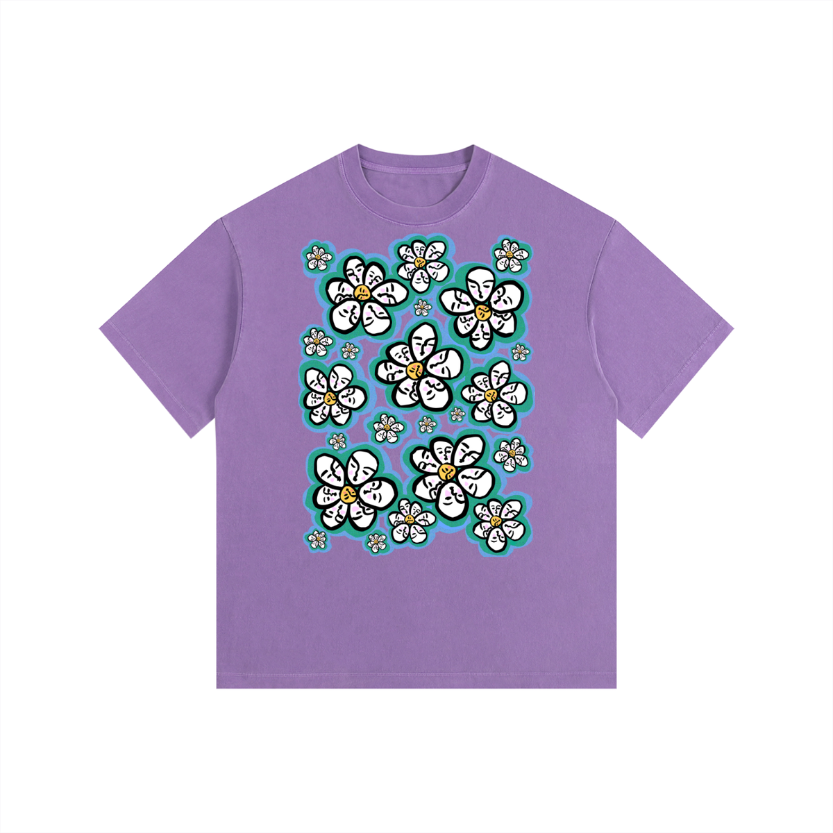 "Flower Power" retro washed cotton tee by ArtistNatalie, photo 3