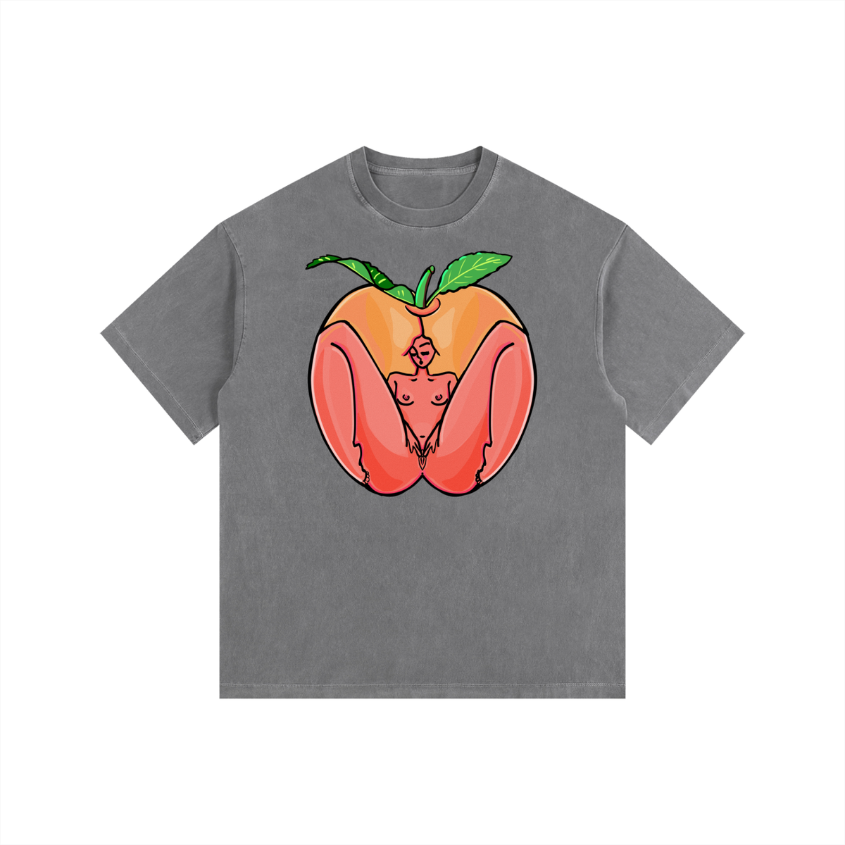 "Peach" retro washed cotton tee by ArtistNatalie, photo 5