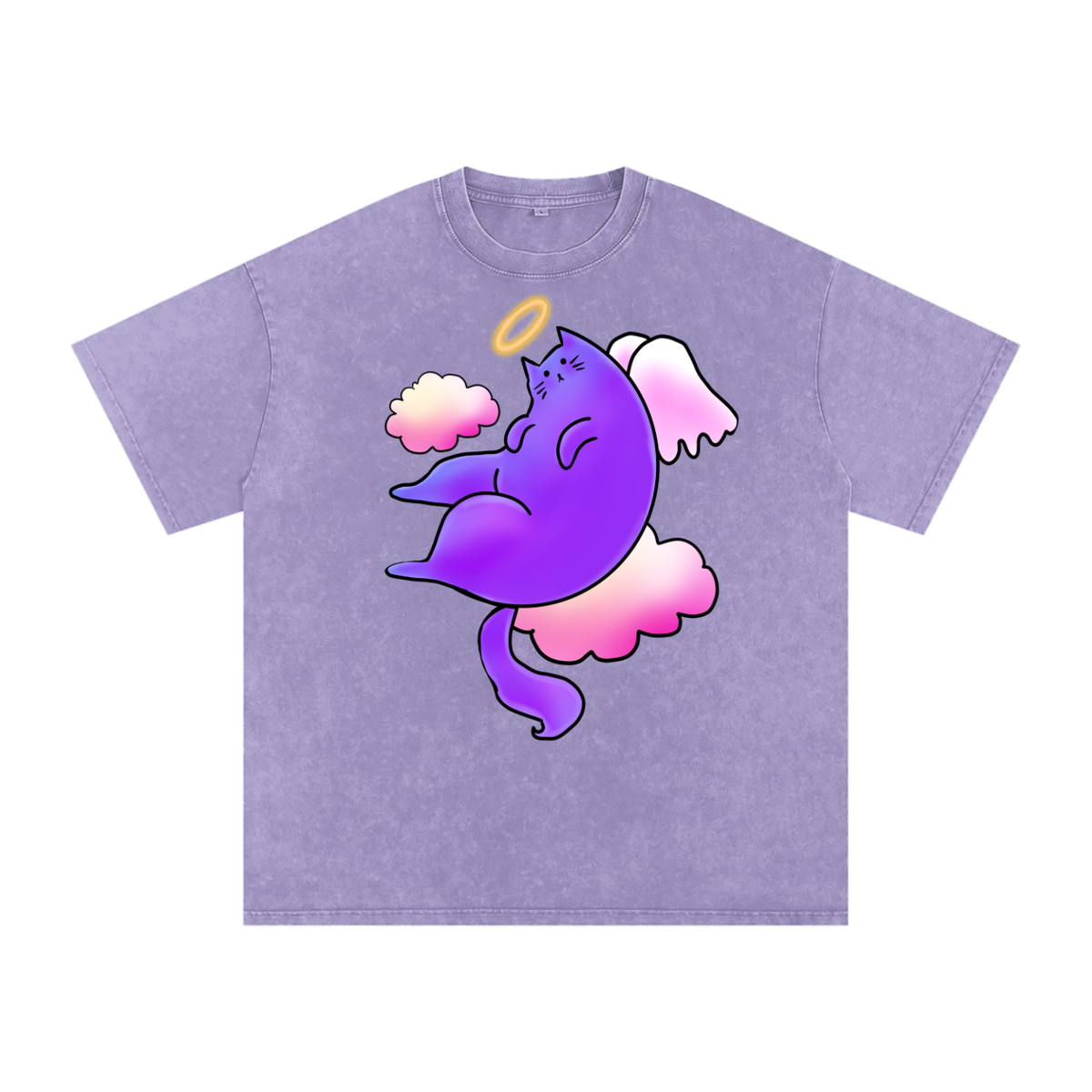 "Baby" acid-washed unisex heavyweight tee by ArtistNatalie, front view