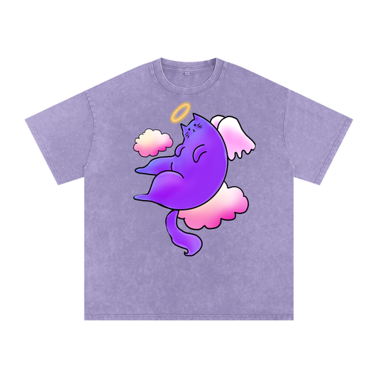 "Baby" acid-washed unisex heavyweight tee by ArtistNatalie, front view