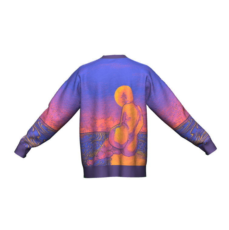 "Sunset On The Old Me" woven sweater by ArtistNatalie, styled view