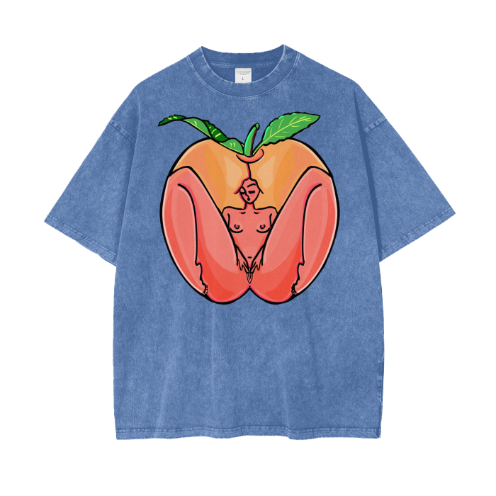 "Peach" acid-washed heavyweight cotton tee by ArtistNatalie, alternate view