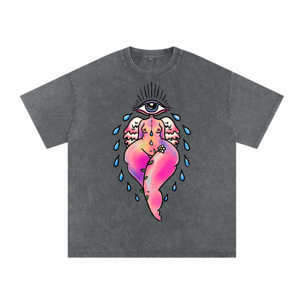 "EyeCon" acid-washed heavyweight cotton tee by ArtistNatalie, photo 7