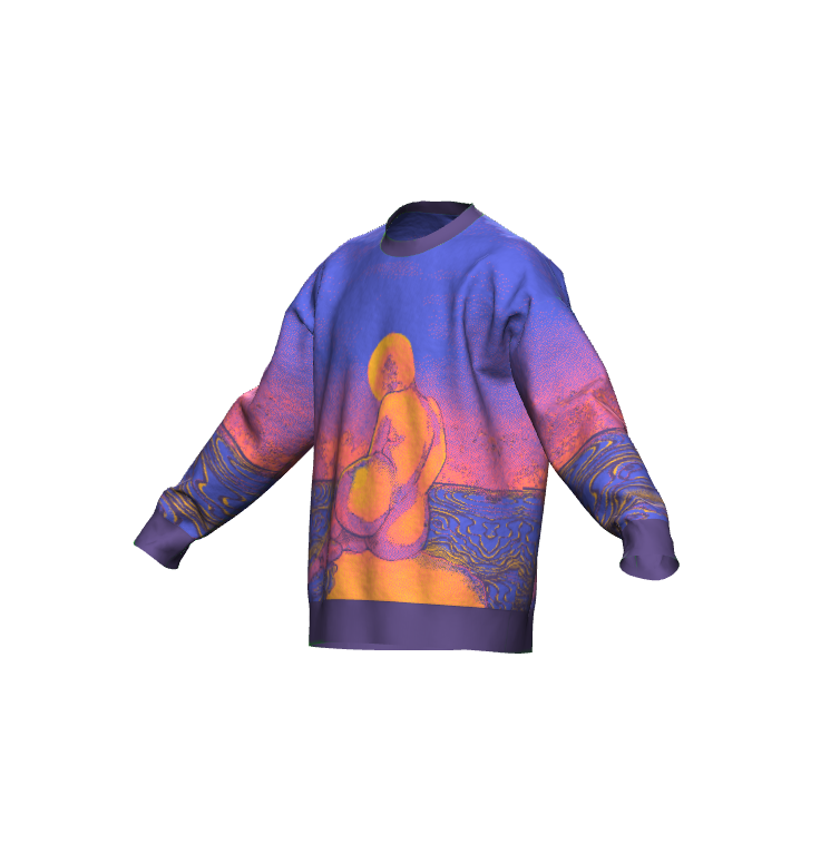 "Sunset On The Old Me" woven sweater by ArtistNatalie, back view