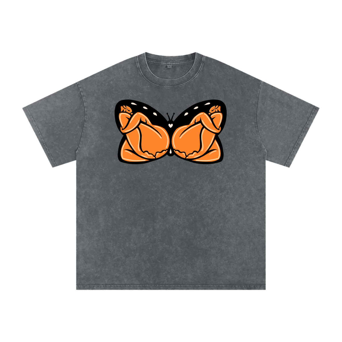 "Monarch" acid-washed heavyweight cotton tee by ArtistNatalie, front view