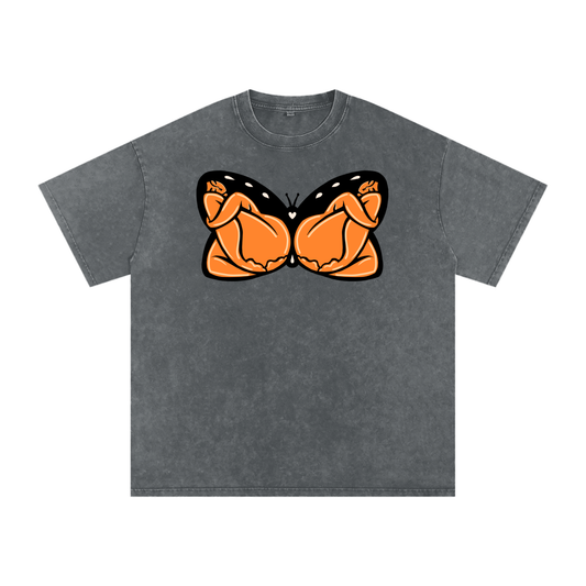 "Monarch" acid-washed heavyweight cotton tee by ArtistNatalie, front view