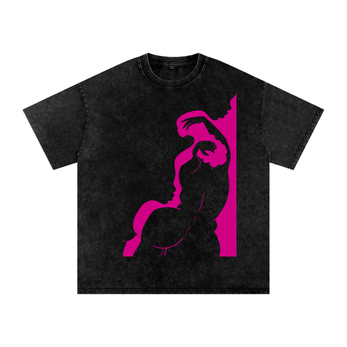 "Silhouette" acid-washed heavyweight cotton tee by ArtistNatalie, front view