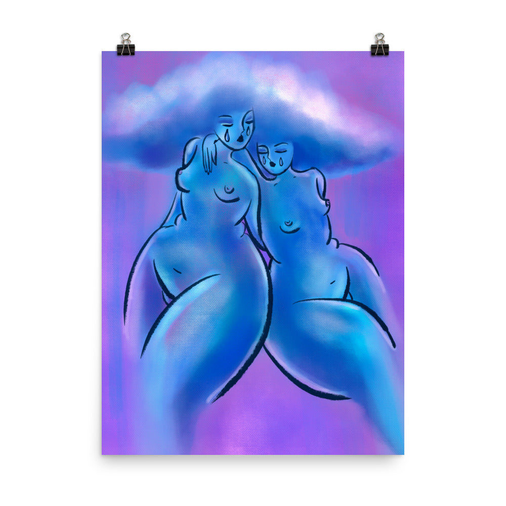 "Cloud Girls Club" art print by ArtistNatalie, framed in a room setting