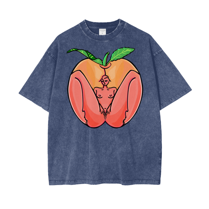 "Peach" acid-washed heavyweight cotton tee by ArtistNatalie, photo 13