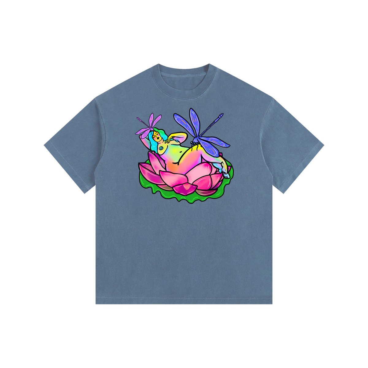 "Lotus" retro washed cotton tee by ArtistNatalie, photo 3