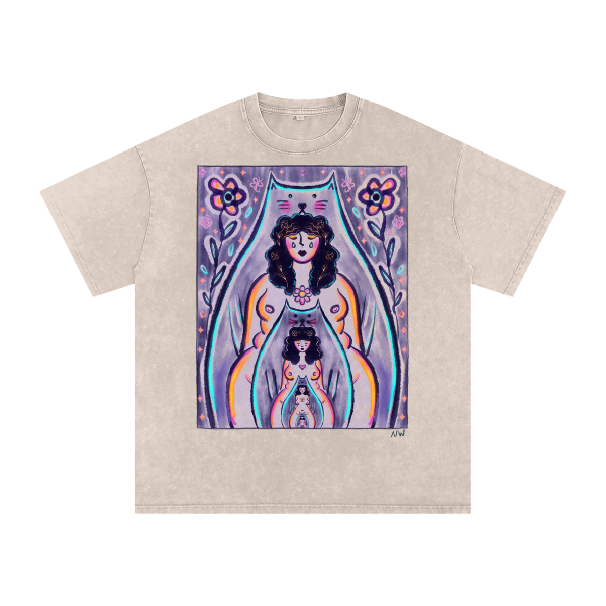 "Endless Being" acid-washed heavyweight cotton tee by ArtistNatalie, photo 9