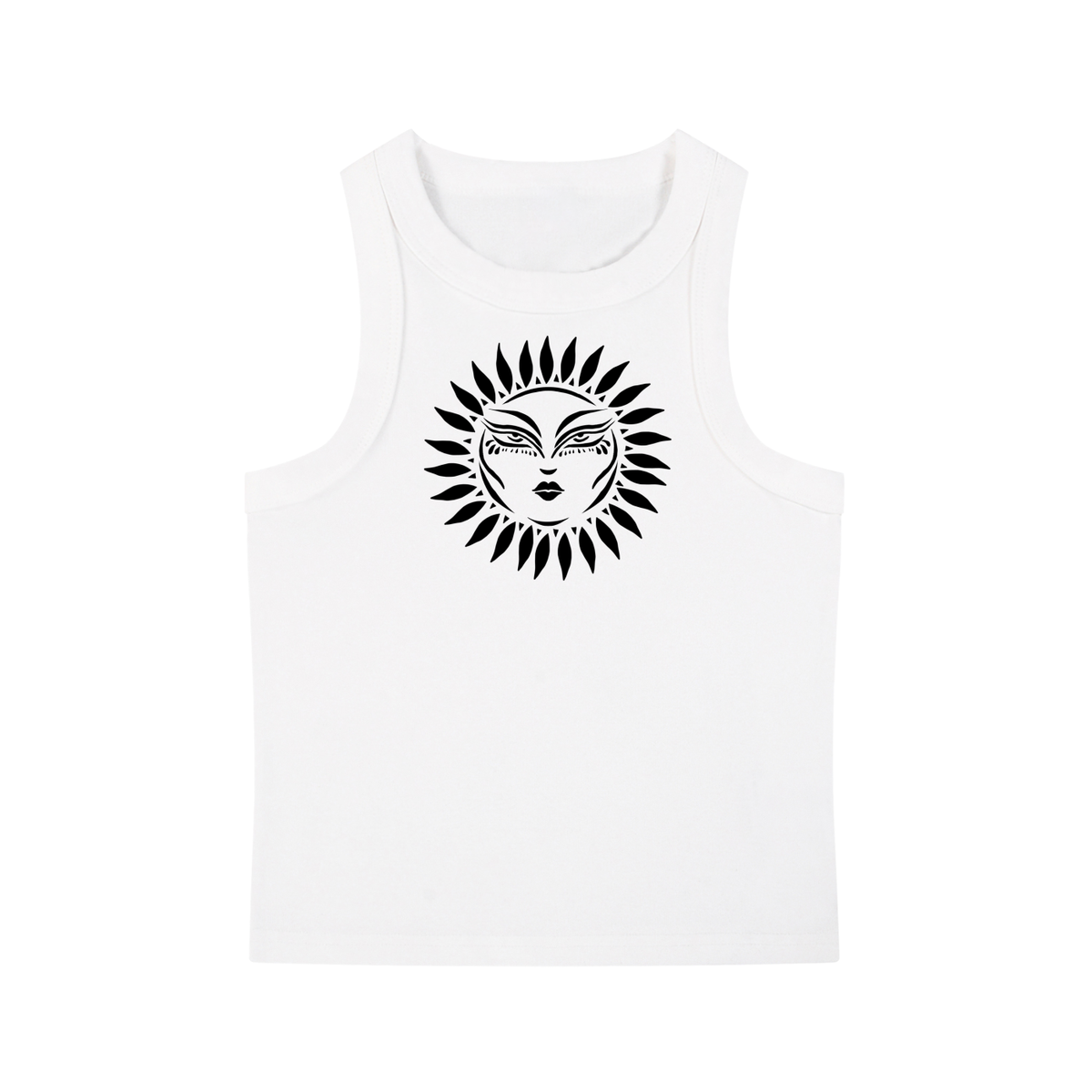 Sun Face heavyweight washed tank top by ArtistNatalie, front view