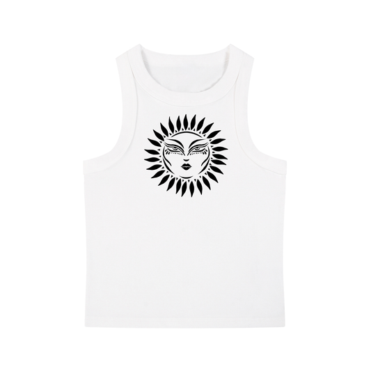 Sun Face heavyweight washed tank top by ArtistNatalie, front view