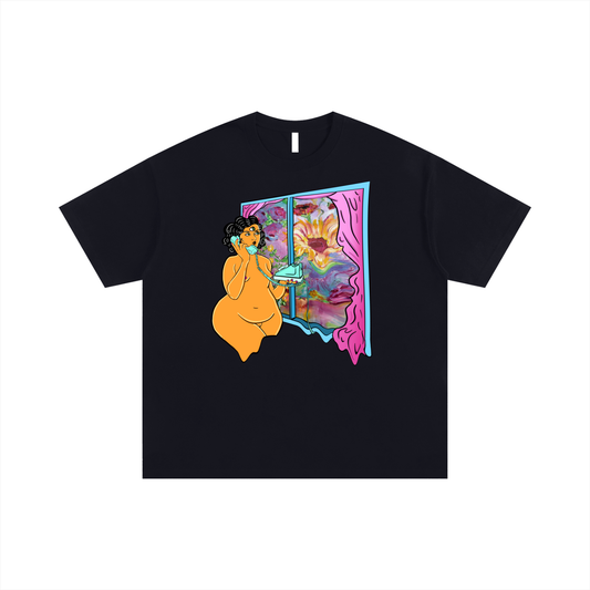 "Can't Talk Right Now" heavyweight cotton tee by ArtistNatalie, front view