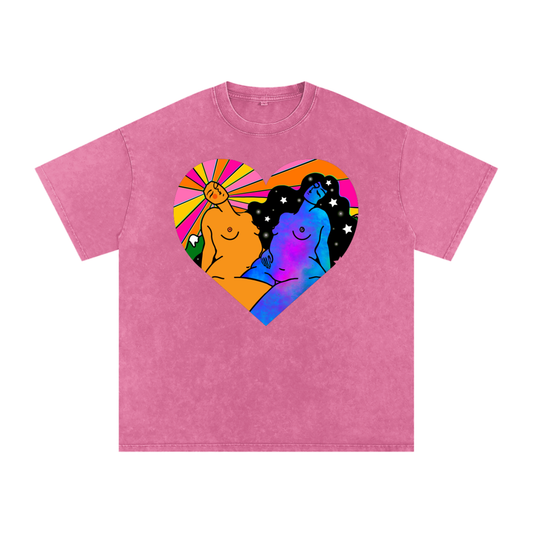 "Mirror the Universe" acid-washed cotton tee by ArtistNatalie, front view