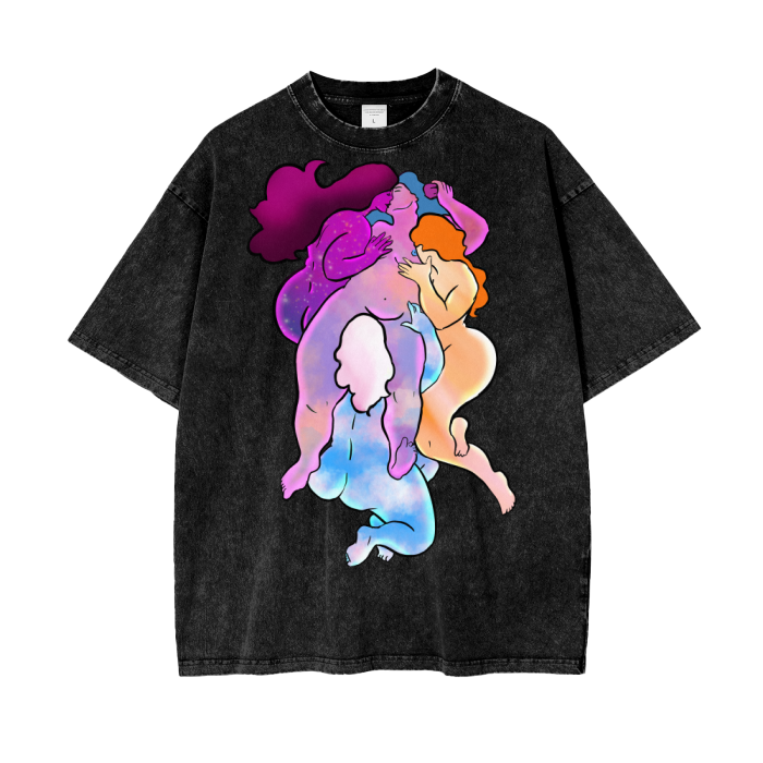 "Adaptation of The Cursed Woman" acid-washed heavyweight cotton tee by ArtistNatalie, front view