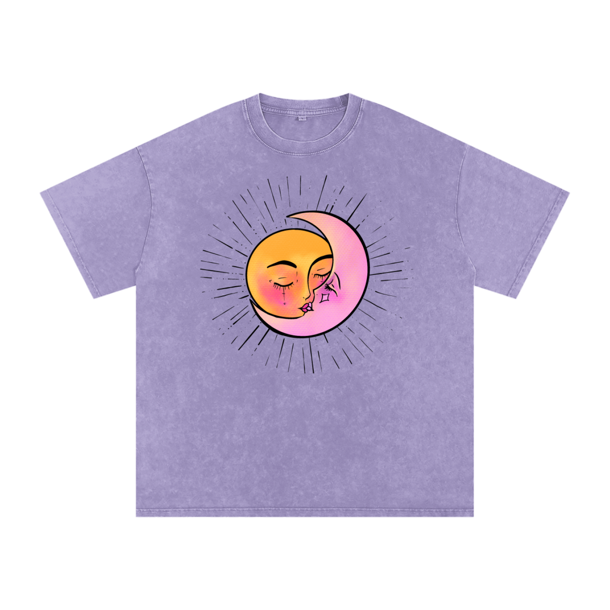 "The Greatest Romance of All" acid-washed cotton tee by ArtistNatalie, front view