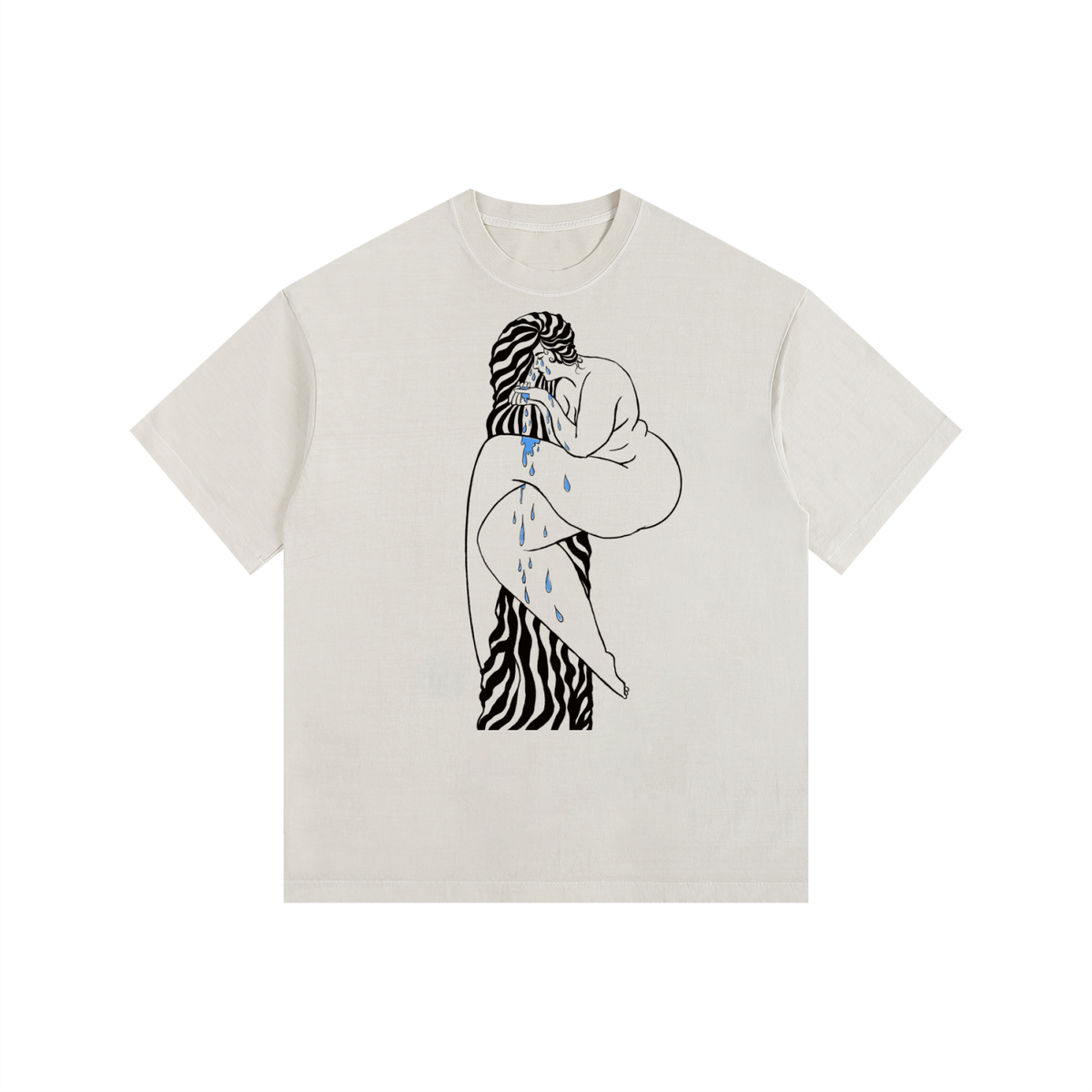 "Overcome" retro washed cotton tee by ArtistNatalie, front view