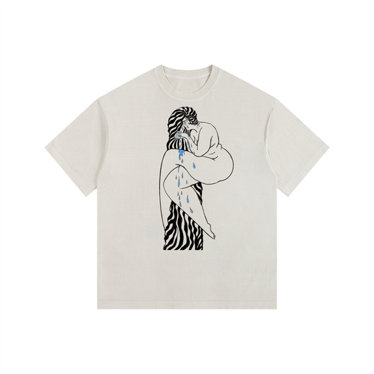 "Overcome" retro washed cotton tee by ArtistNatalie, front view