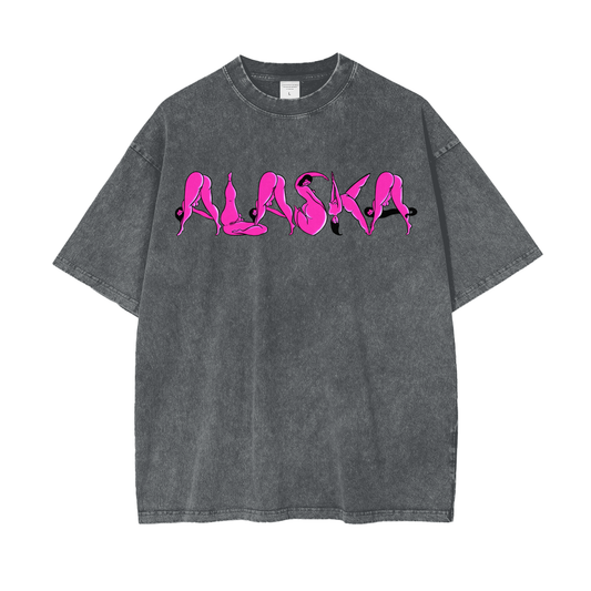 "Alaska" acid-washed heavyweight cotton tee by ArtistNatalie, front view