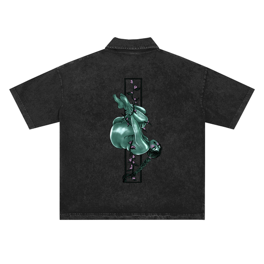 "Trust" snow washed cotton polo by ArtistNatalie