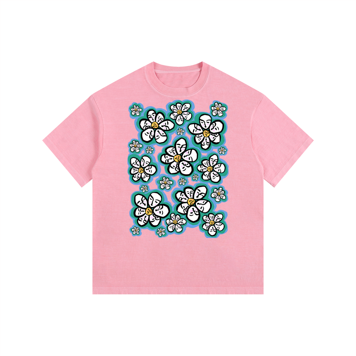 "Flower Power" retro washed cotton tee by ArtistNatalie