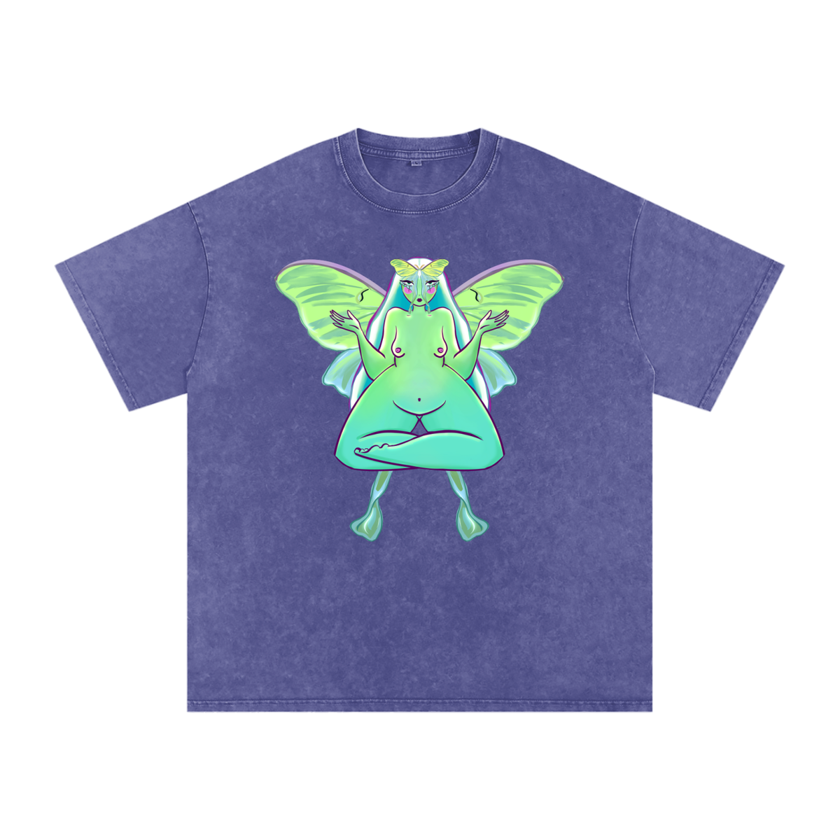 "Luna Moth" acid-washed heavyweight cotton tee by ArtistNatalie, alternate view