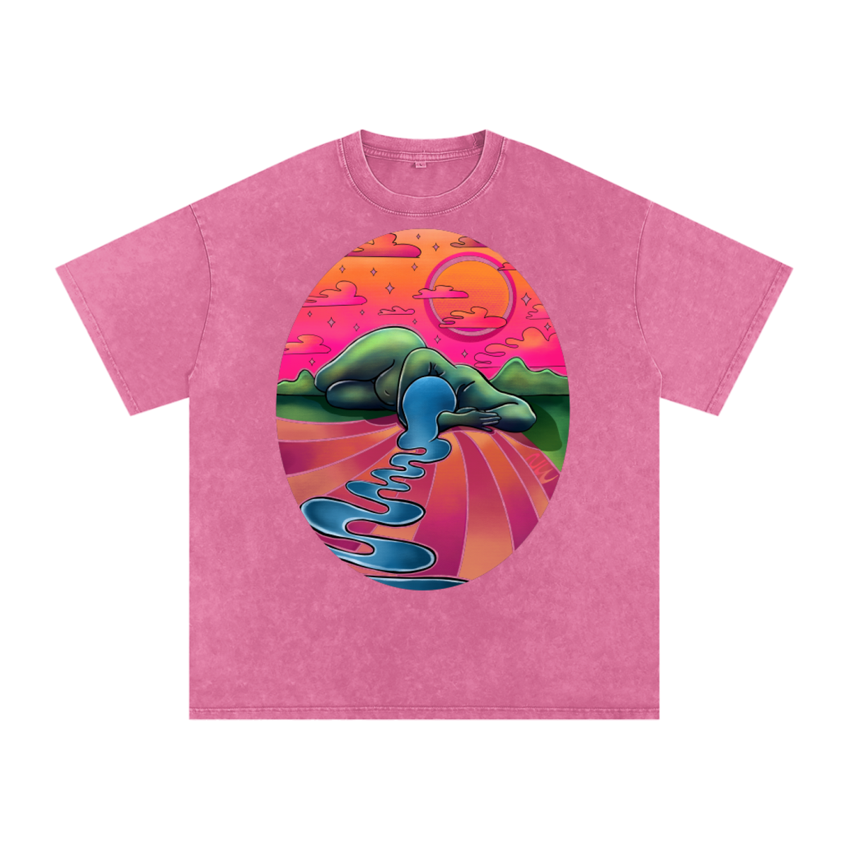 "Unwinding" acid-washed heavyweight cotton tee by ArtistNatalie, alternate view