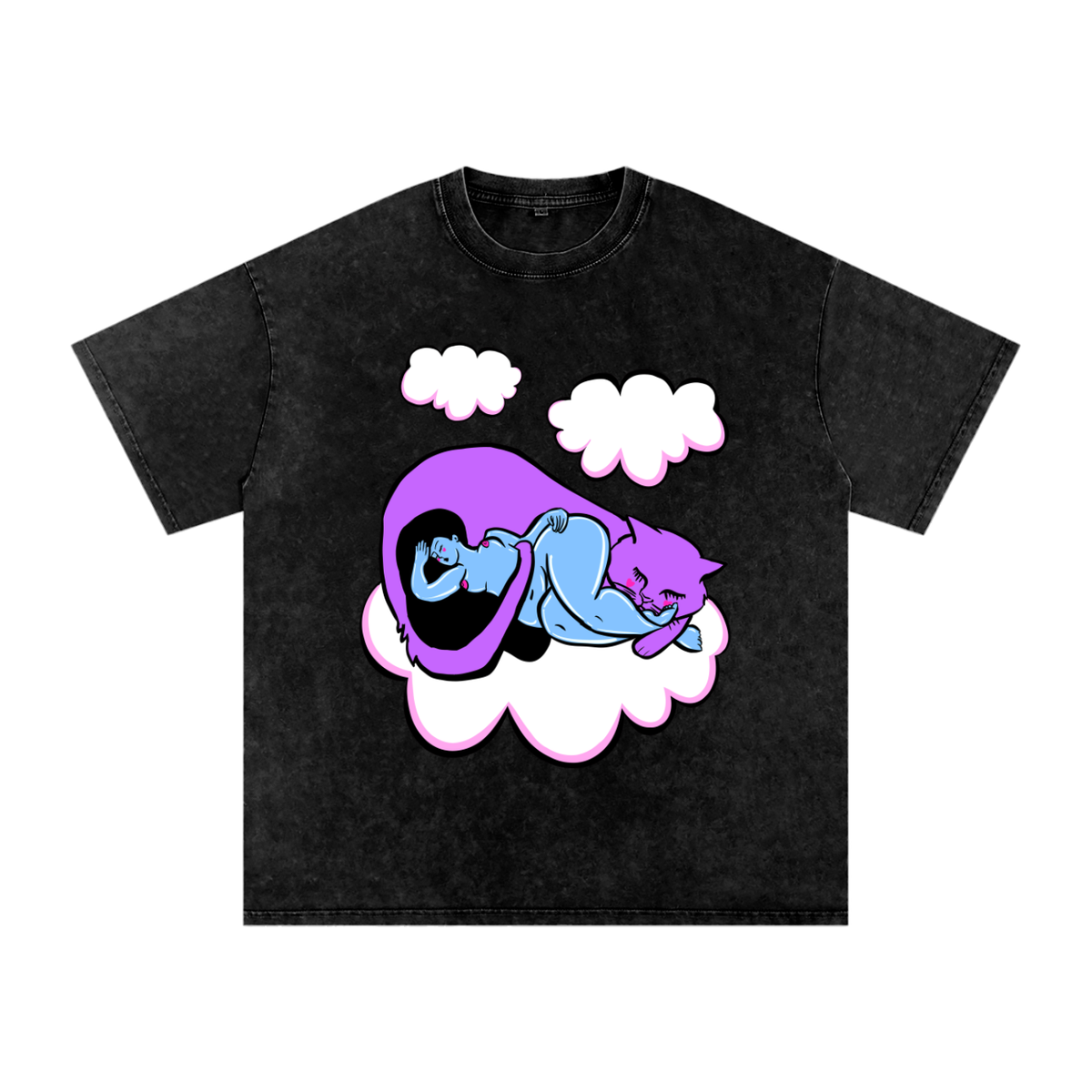 "Cat Nap" acid-washed heavyweight cotton tee by ArtistNatalie, photo 9
