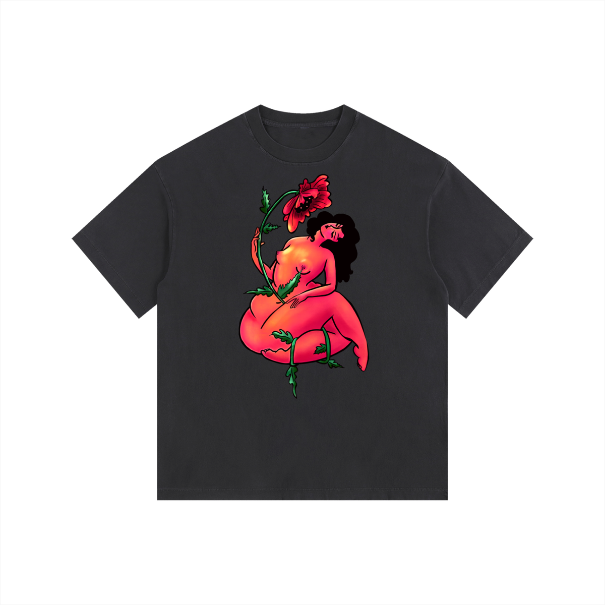 "Romantic With Flowers" retro washed cotton tee by ArtistNatalie