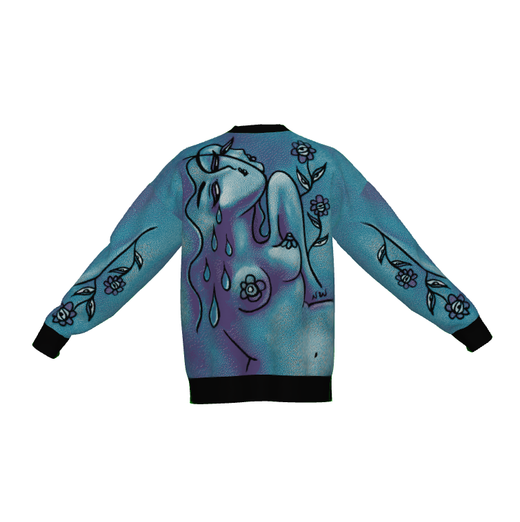 "Soft like Flowers" woven sweater by ArtistNatalie, styled view