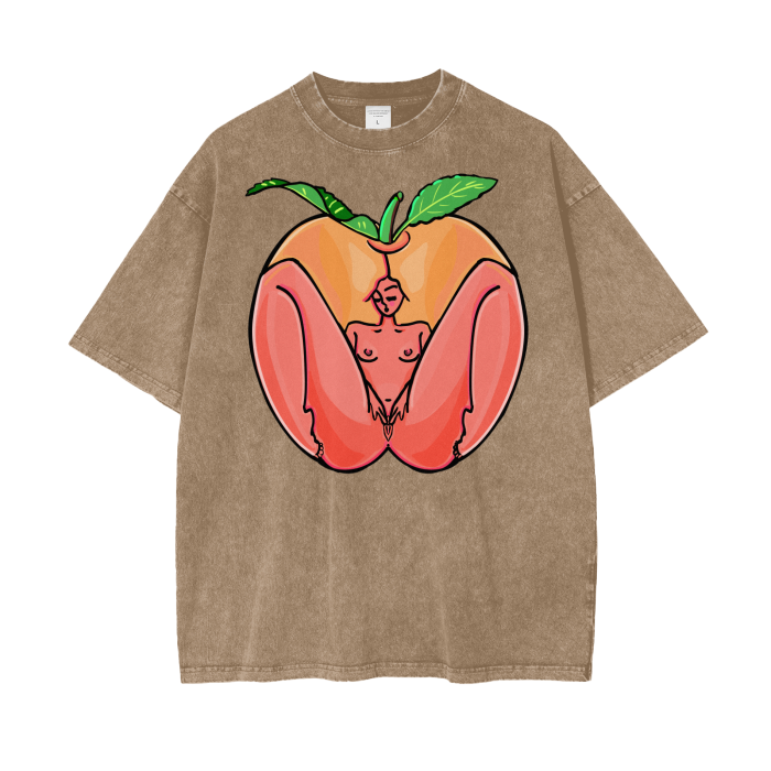 "Peach" acid-washed heavyweight cotton tee by ArtistNatalie, photo 11