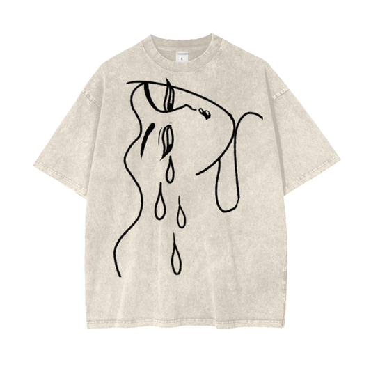 "Feel" acid-washed heavyweight cotton tee by ArtistNatalie, front view