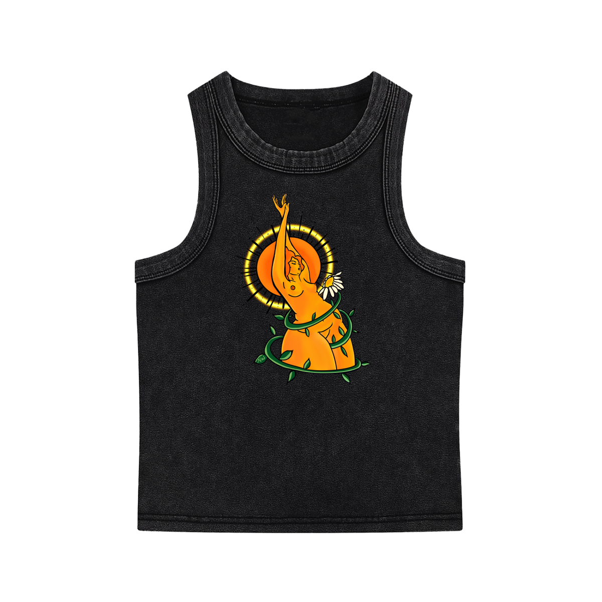 Solar Power heavyweight washed tank top by ArtistNatalie, front view