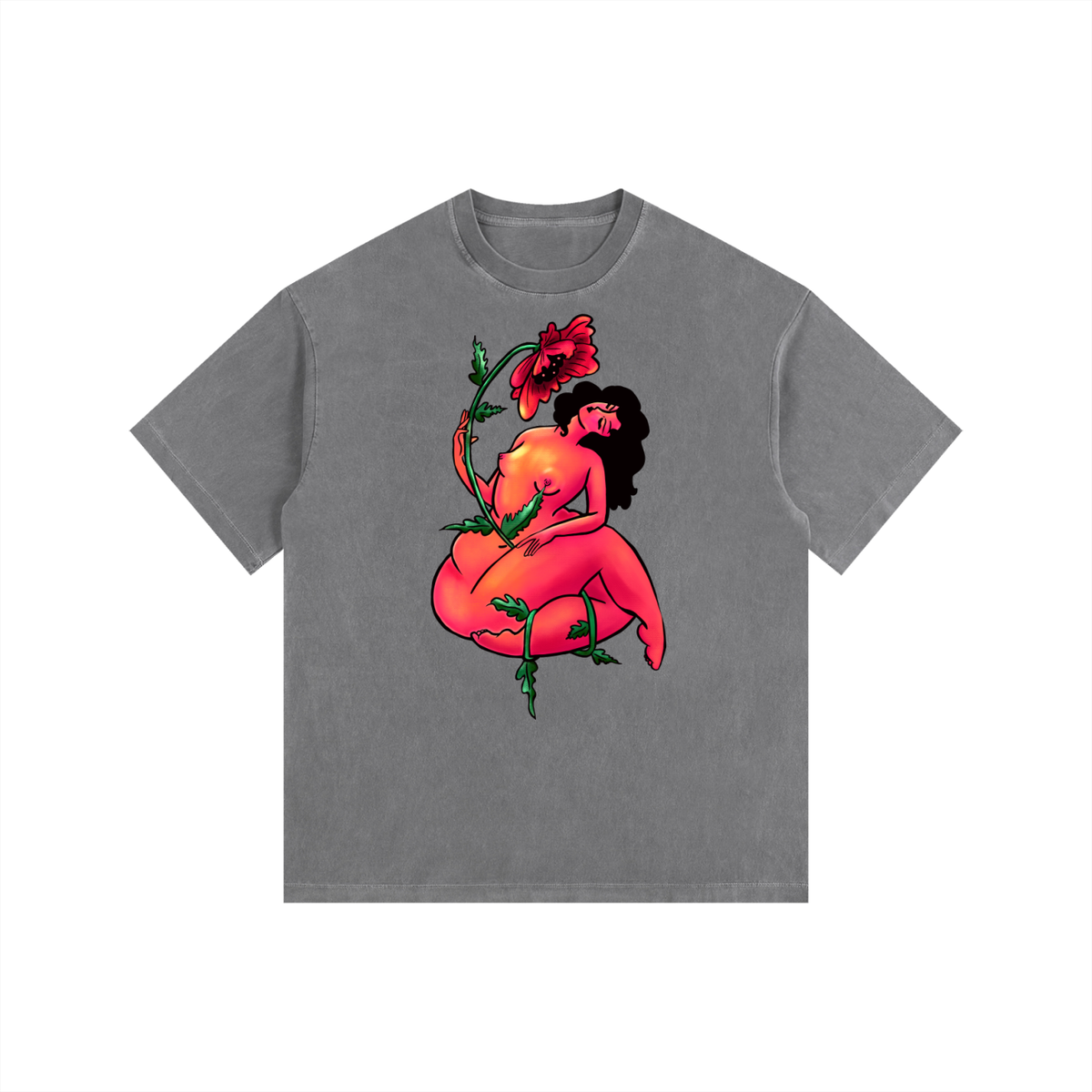 "Romantic With Flowers" retro washed cotton tee by ArtistNatalie, photo 3