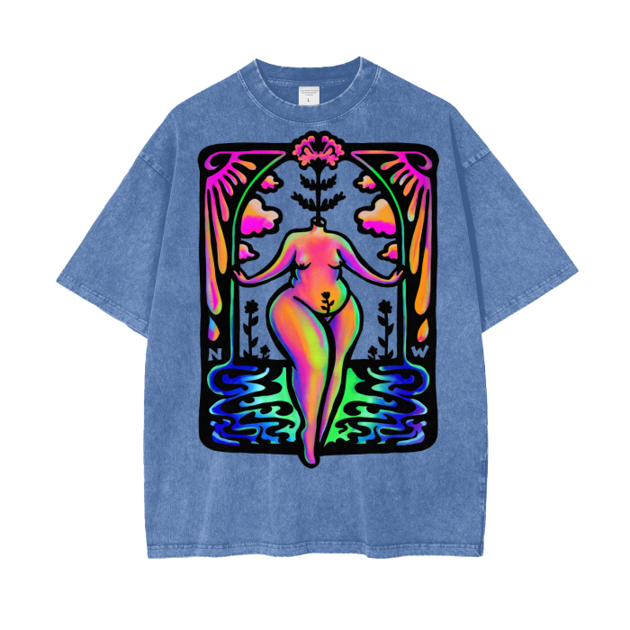 "Connected" acid-washed heavyweight cotton tee by ArtistNatalie, alternate view