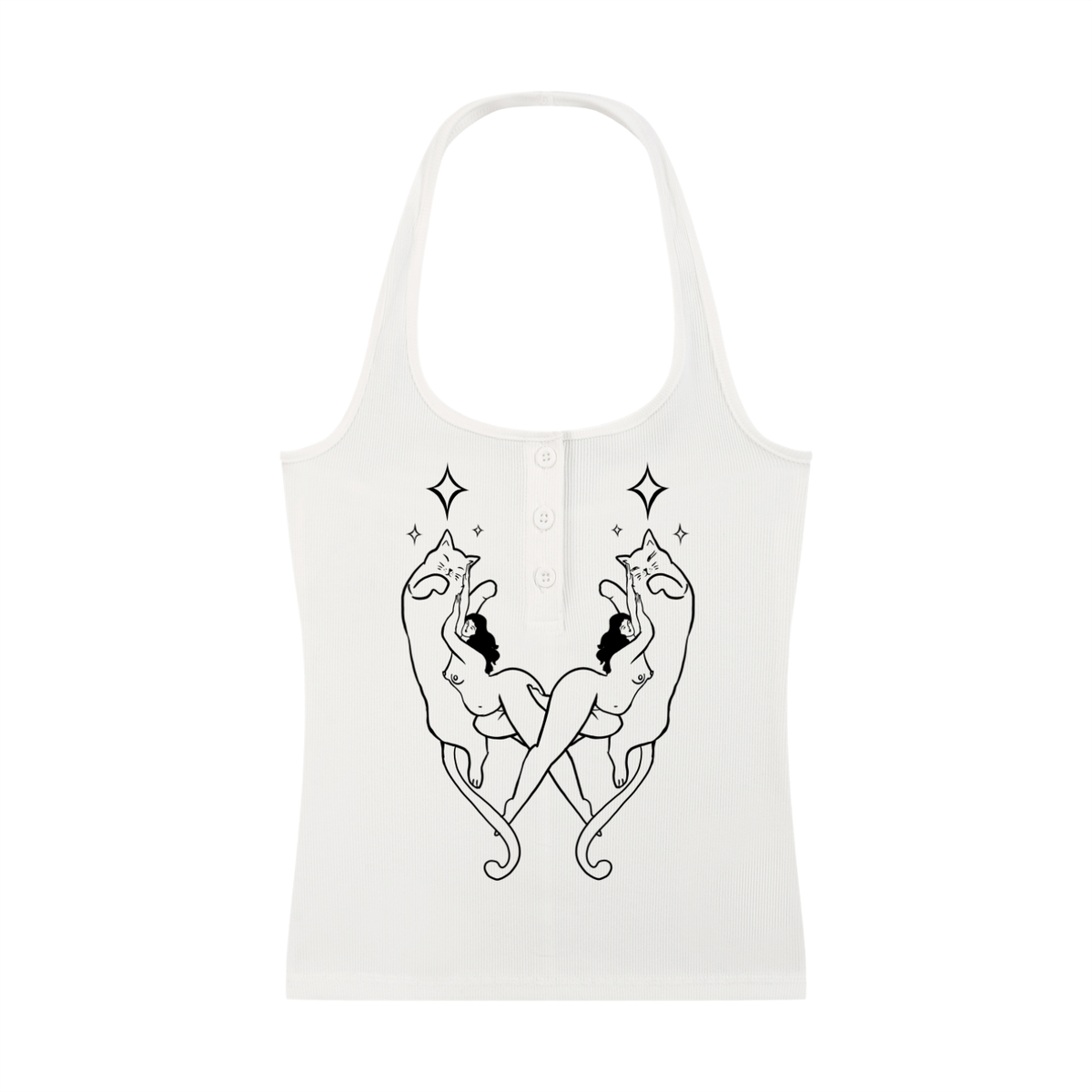 "Into The Unknown" fitted halter top by ArtistNatalie, front view