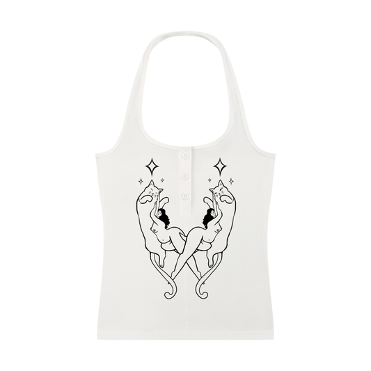 "Into The Unknown" fitted halter top by ArtistNatalie, front view