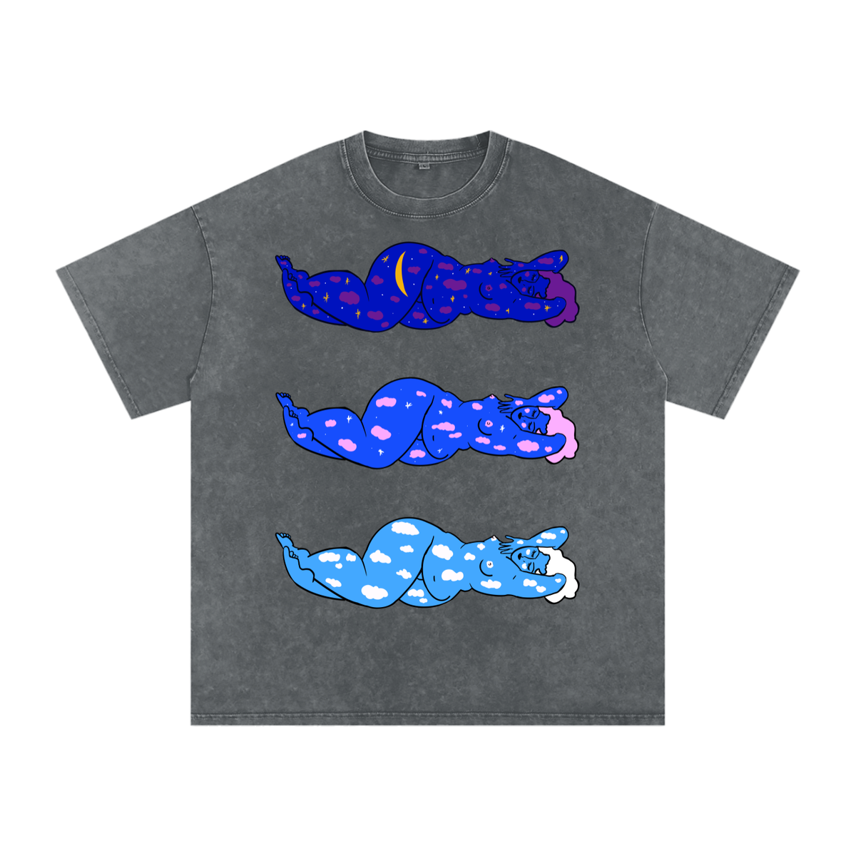 "Endless Sky" acid-washed heavyweight cotton tee by ArtistNatalie, alternate view