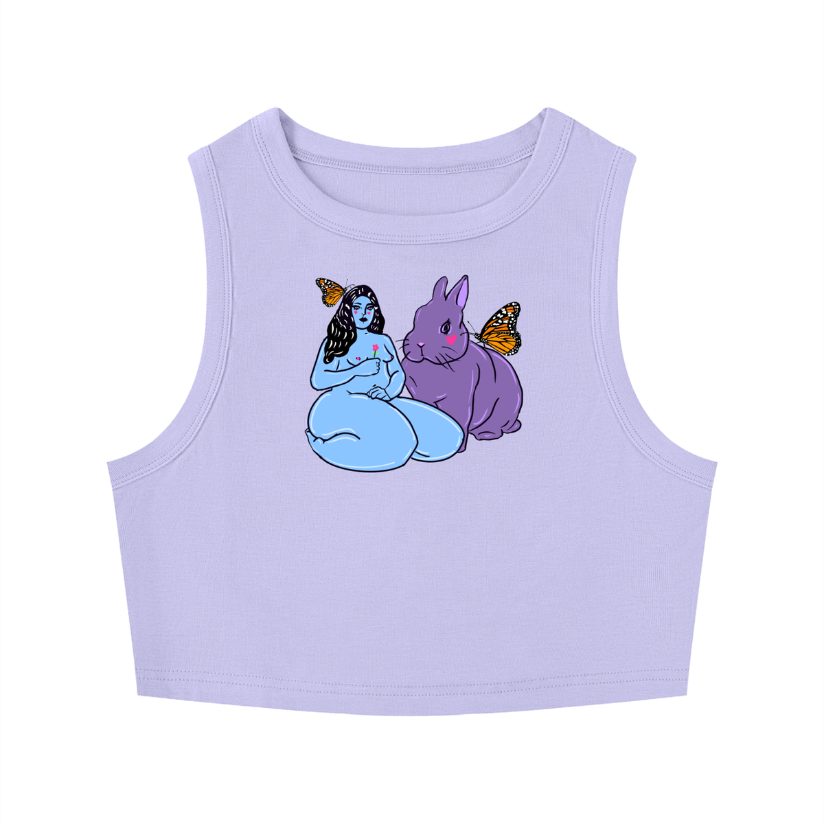 "Bunny" fitted crewneck crop tank by ArtistNatalie
