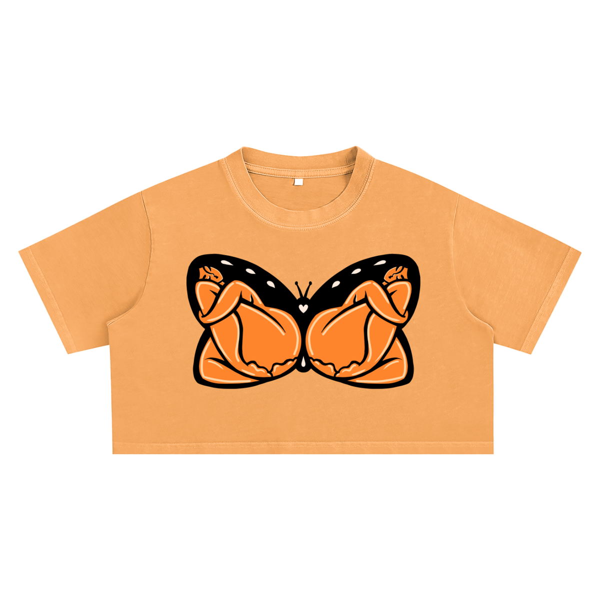 "Monarch" cloudwash ultra crop tee by ArtistNatalie, front view