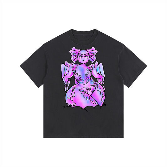 "Birds" retro washed cotton tee by ArtistNatalie, front view