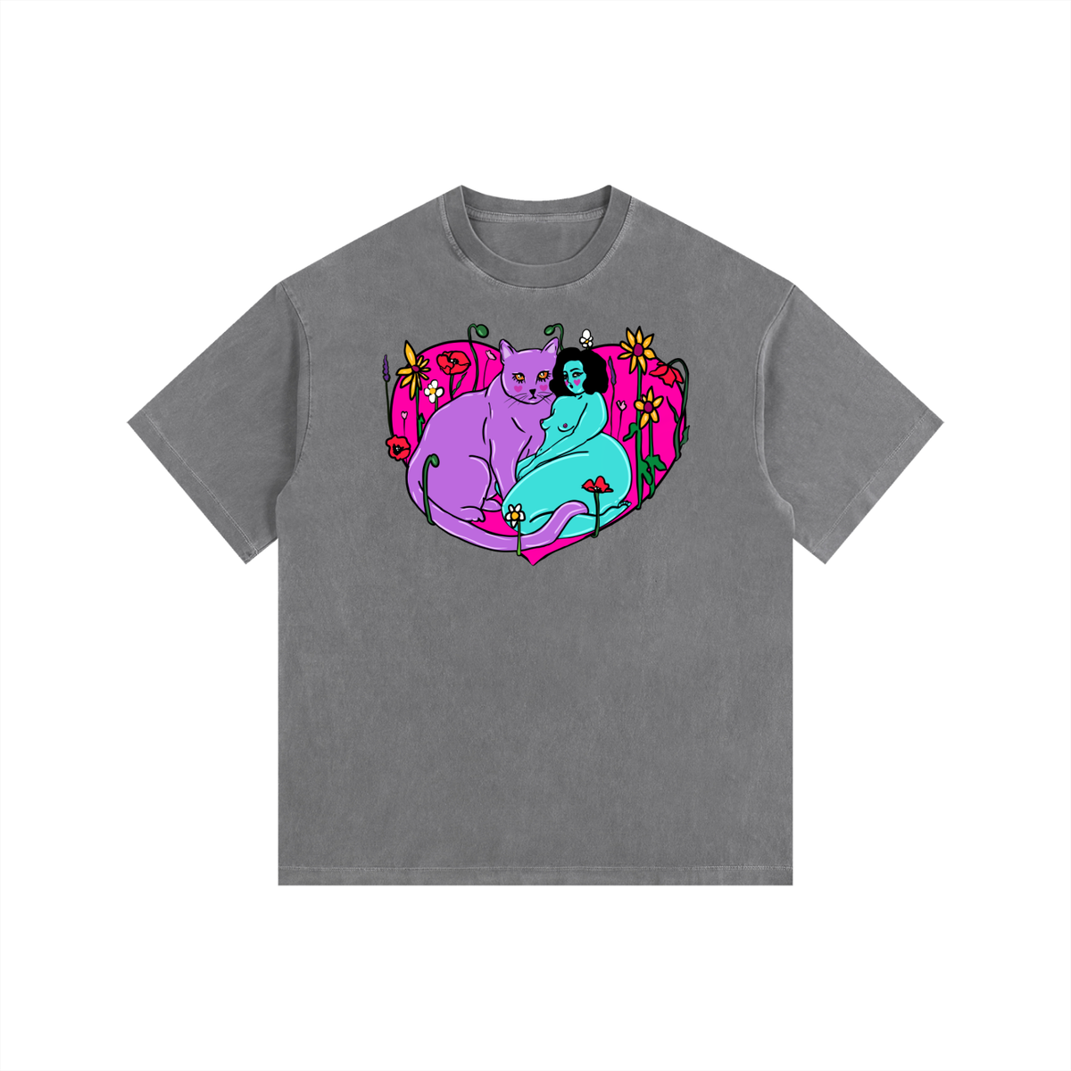 "Me and You" retro washed cotton tee by ArtistNatalie, photo 3