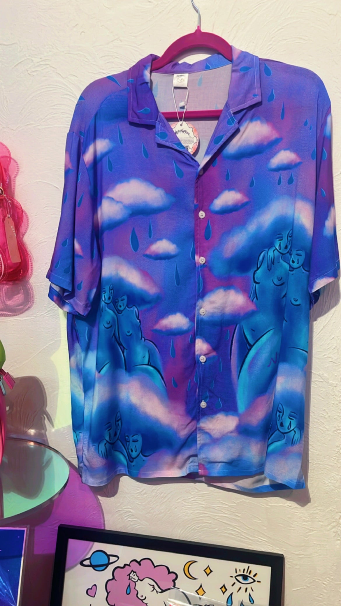 "Cloud Girls Club" rayon button up shirt by ArtistNatalie, photo 5