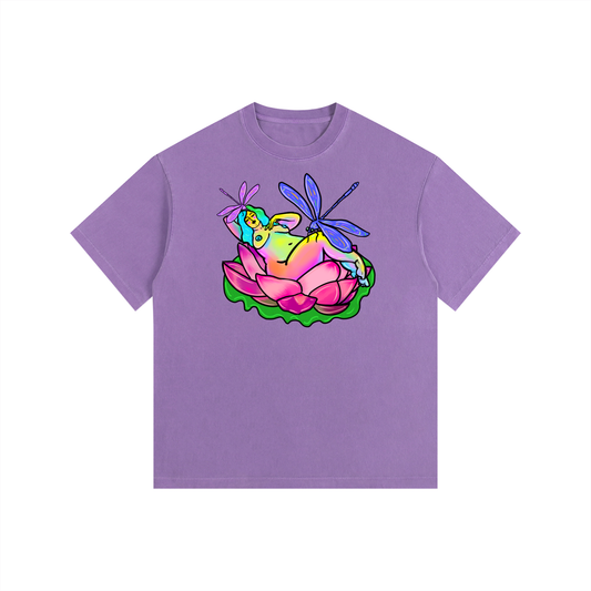 "Lotus" retro washed cotton tee by ArtistNatalie