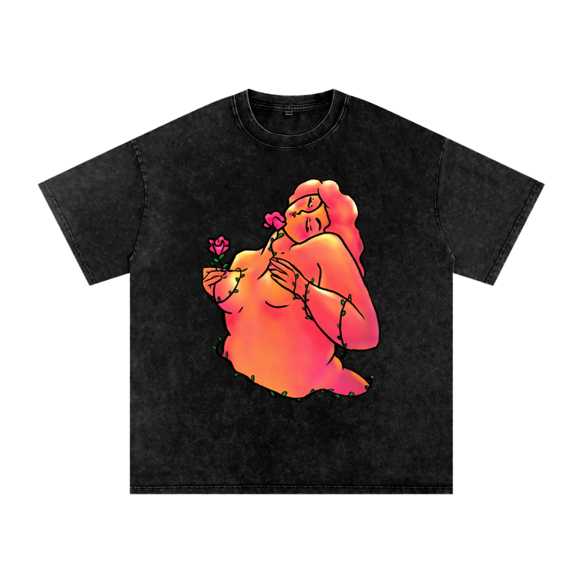 "Up And Up" acid-washed heavyweight cotton tee by ArtistNatalie, alternate view
