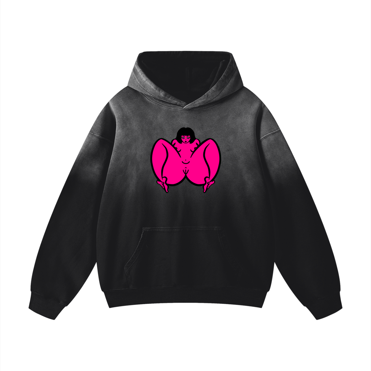 "Unapologetic" heavyweight sunfade hoodie by ArtistNatalie, front view