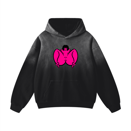 "Unapologetic" heavyweight sunfade hoodie by ArtistNatalie, front view