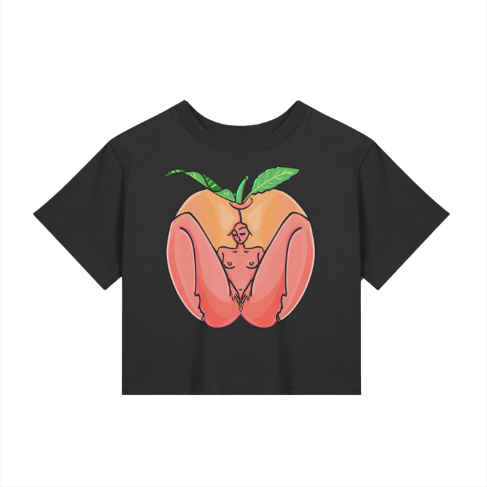 "Peach" fitted baby tee by ArtistNatalie, detail view